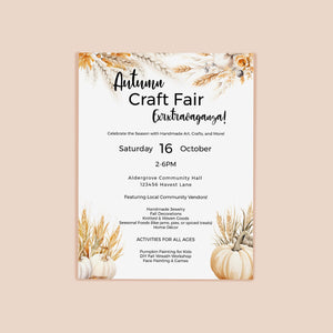 Craft Fair Flyer template-Autumn Craft market- Fall- 8.5x11in-Event Flyer-Printable-Holiday community event