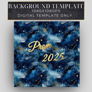 Starry Night Prom Backdrop - Editable Prom Invitation Template | Gold Foil Lettering
