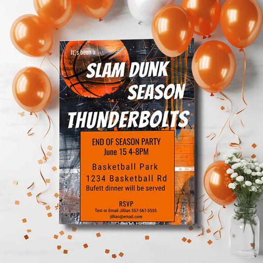 Basketball End of Season Party Invitation: Editable 5x7 Printable