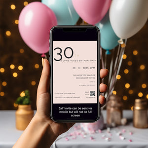 Blush & Gold 30th Birthday Invitation – Elegant Milestone Editable Template