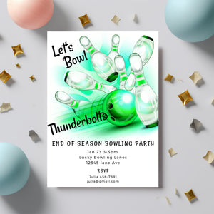Bowling Party Invitation | Editable 5x7 Template | Printable Birthday & Event Invite
