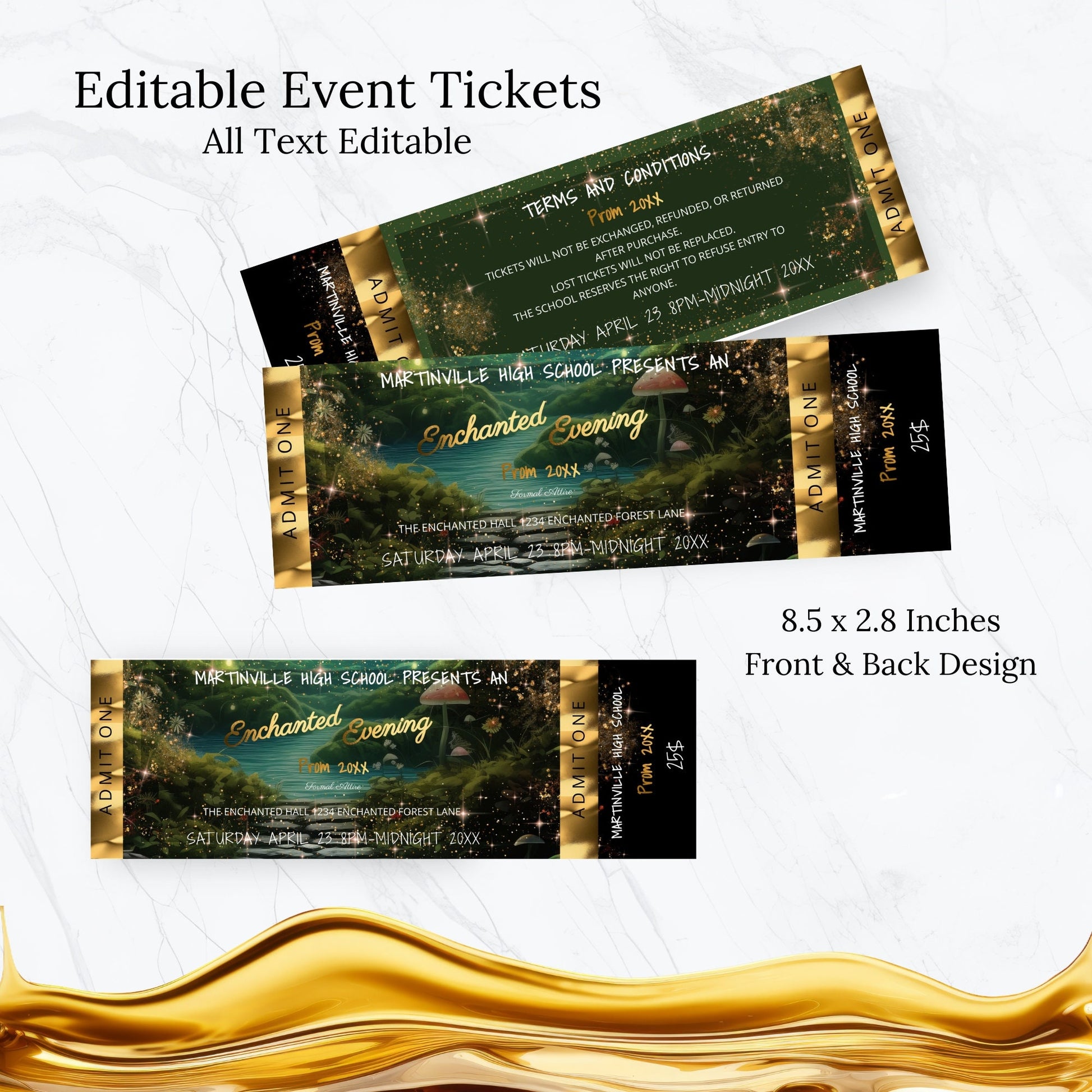 Enchanted Forest Prom Bundle – Editable Invitation, Flyer & Digital Ticket Kit
