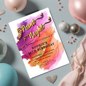 Paint Night Birthday Invitation | Editable 5x7 Template | Colorful Art Party Printable