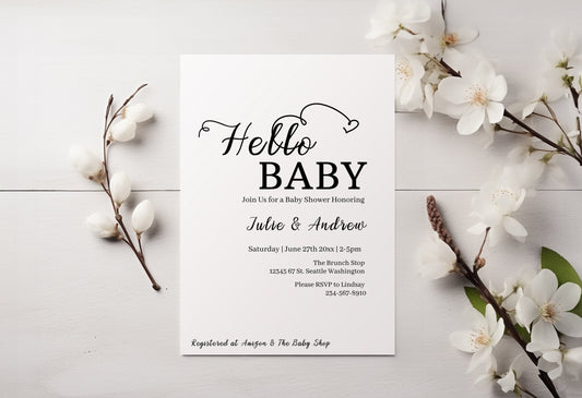 Minimalist Baby Shower Invitation – Editable 5x7 Printable Template With Modern Design