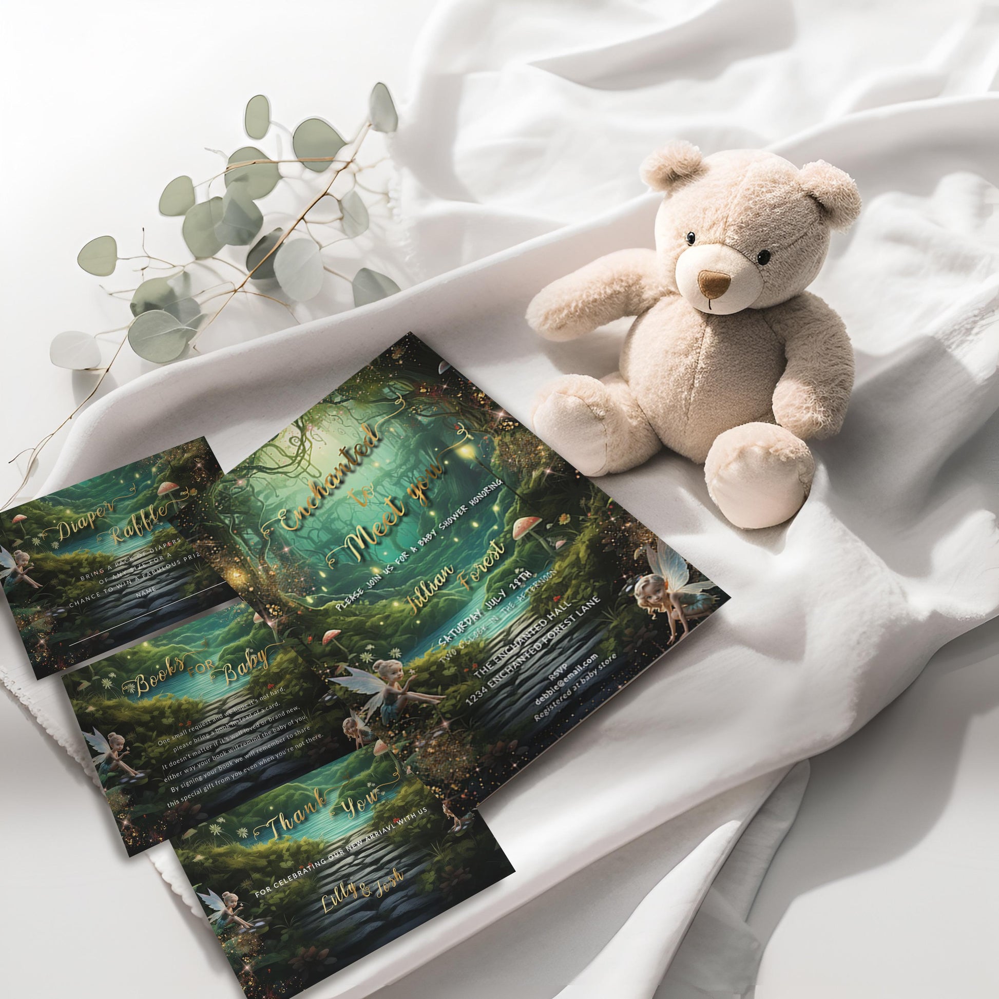Enchanted Forest Baby Shower Bundle | Fairy Invitation & Woodland Party Templates