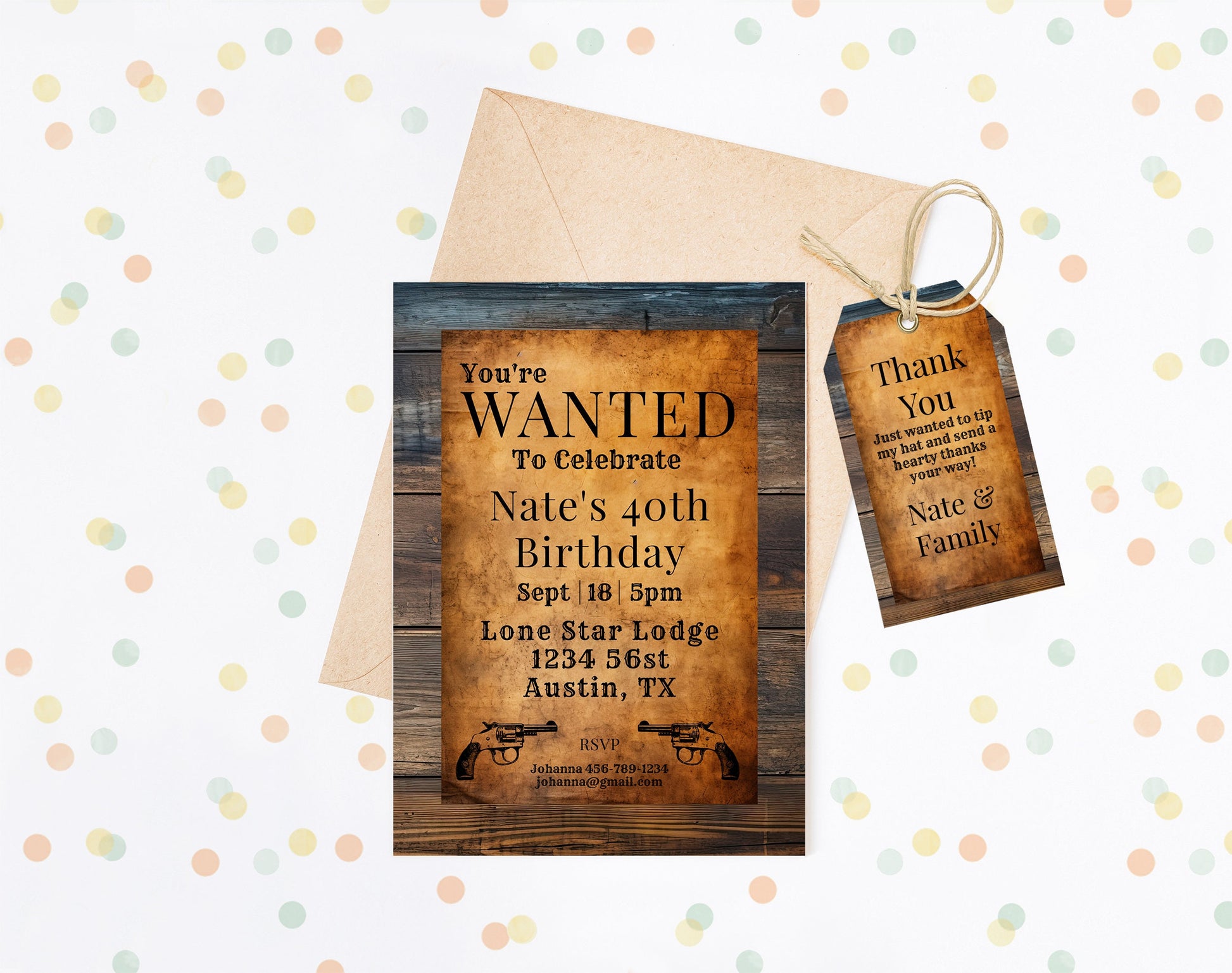 Editable Western Birthday Invitation Bundle | Wanted Poster, Cowboy Party (Adult)