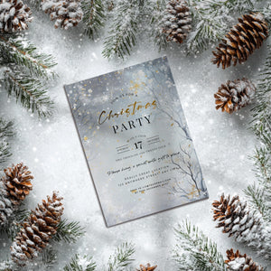 Winter Wonderland Christmas Party Invitation: Enchanted Forest Editable Template