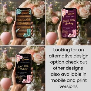 Pink Cowgirl Birthday Invitation: Rustic Western Mobile Invite