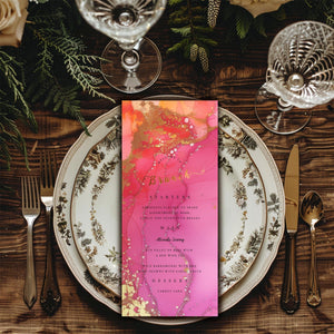 Editable Brunch Menu - Printable 4x9 Inch Template | Gold Foil Lettering Invite