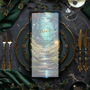 Enchanted Forest Wedding Menu Template | Fairytale Dinner Menu Card | Editable Digital Template | 4x9in Instant Download