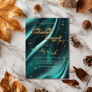 Teal & Gold Wedding Invitation | Elegant 5x7 Editable Template | Digital Download