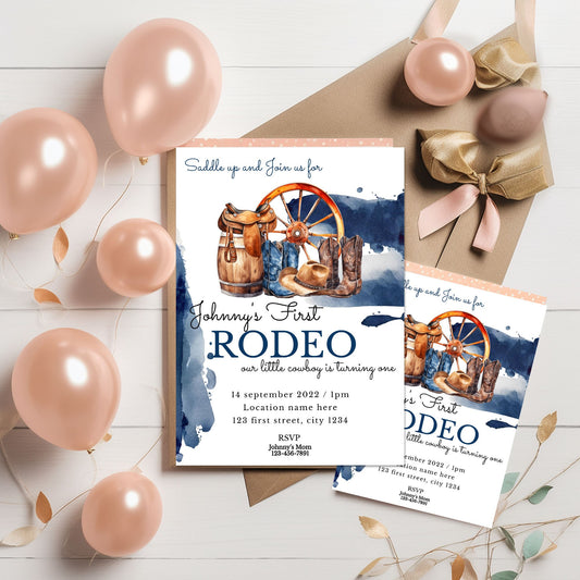 1st Rodeo Birthday Invitation Template: Western Cowboy Party