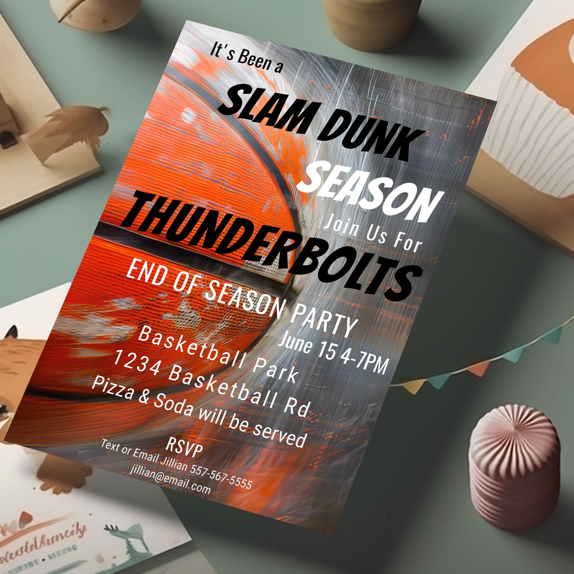 Basketball End of Season Party Invitation: Editable 5x7 Printable