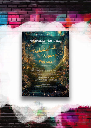 Enchanted Forest Prom Bundle | Invitation, Flyer & Ticket Editable Templates