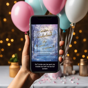 Winter Wonderland Sweet 16 Invitation | Editable Party Template