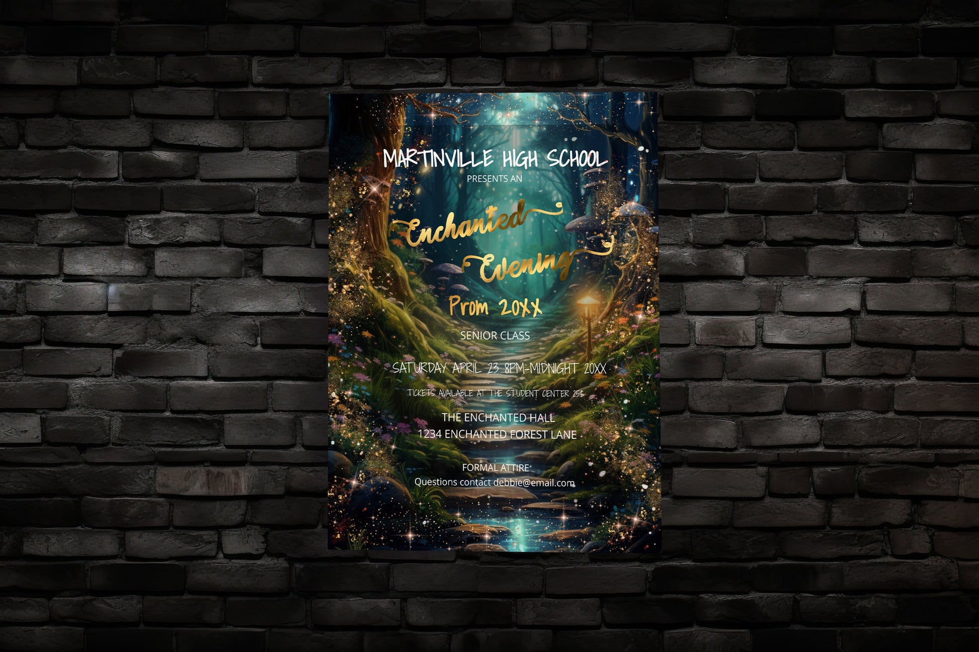 Enchanted Forest Prom Bundle | Invitation, Flyer & Ticket Editable Templates