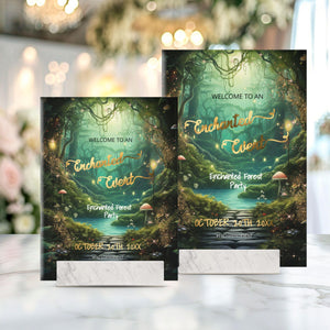 Enchanted Forest Welcome Sign Bundle Template | Editable Digital Party Decor & Poster Set | Fantasy Lux Instant Download