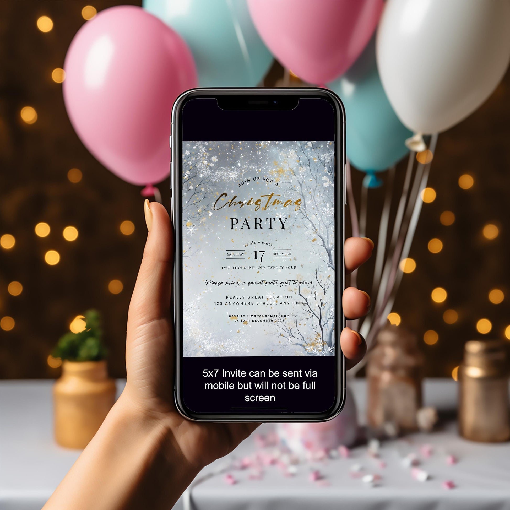 Winter Wonderland Christmas Party Invitation: Enchanted Forest Editable Template