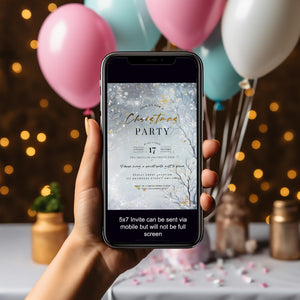 Winter Wonderland Christmas Party Invitation: Enchanted Forest Editable Template