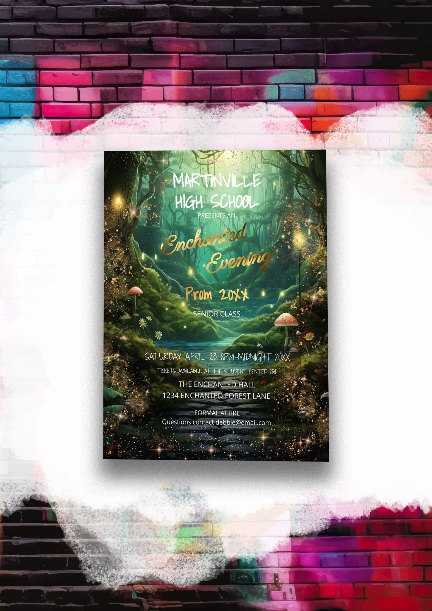 Enchanted Forest Prom Flyer – Editable High School Dance Poster Template