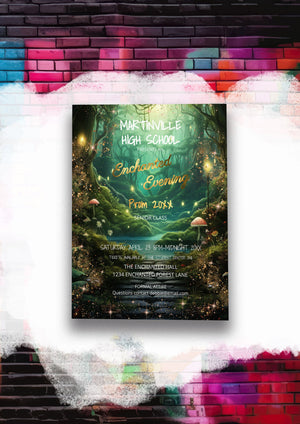 Enchanted Forest Prom Flyer – Editable High School Dance Poster Template