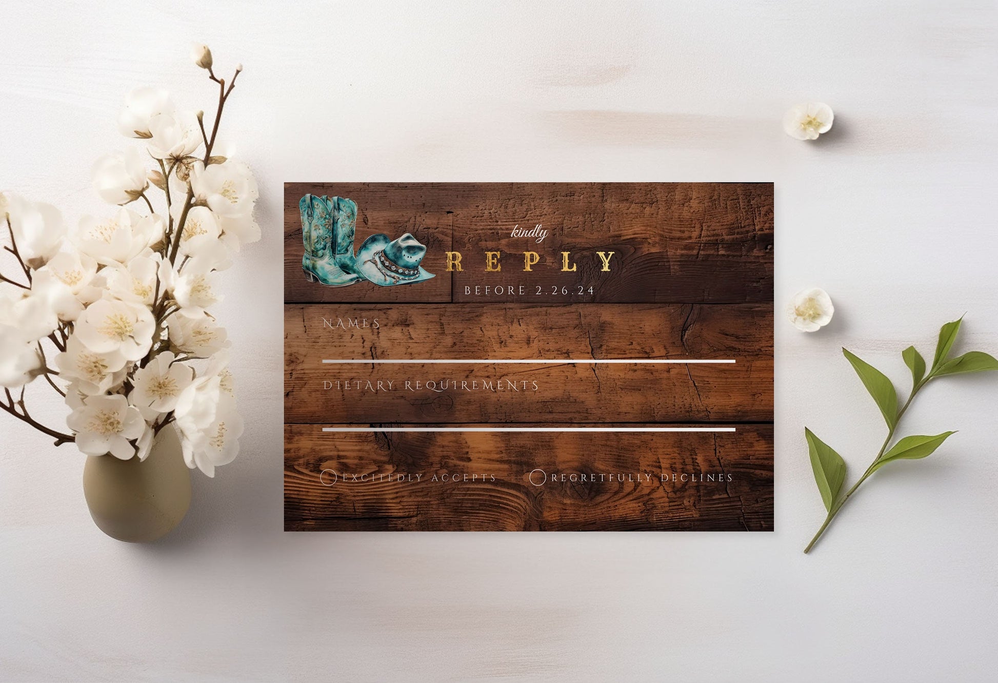 Turquoise Cowgirl Birthday Invitation Bundle | Rustic Western Editable Templates