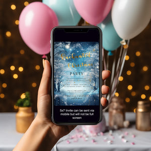 Enchanted Forest Christmas Party Invitation – Elegant Holiday Editable Template