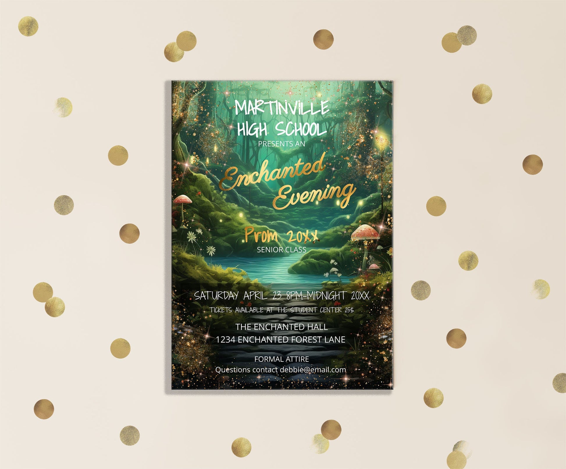 Enchanted Forest Prom Invitation – Editable High School Dance Template