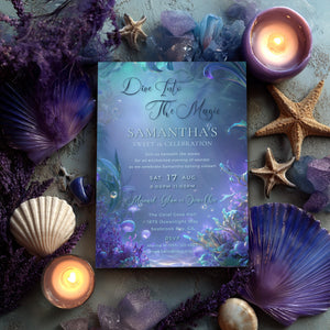 Mermaid Sweet 16 Invitation Template: Under the Sea Birthday (5x7, Digital Download)