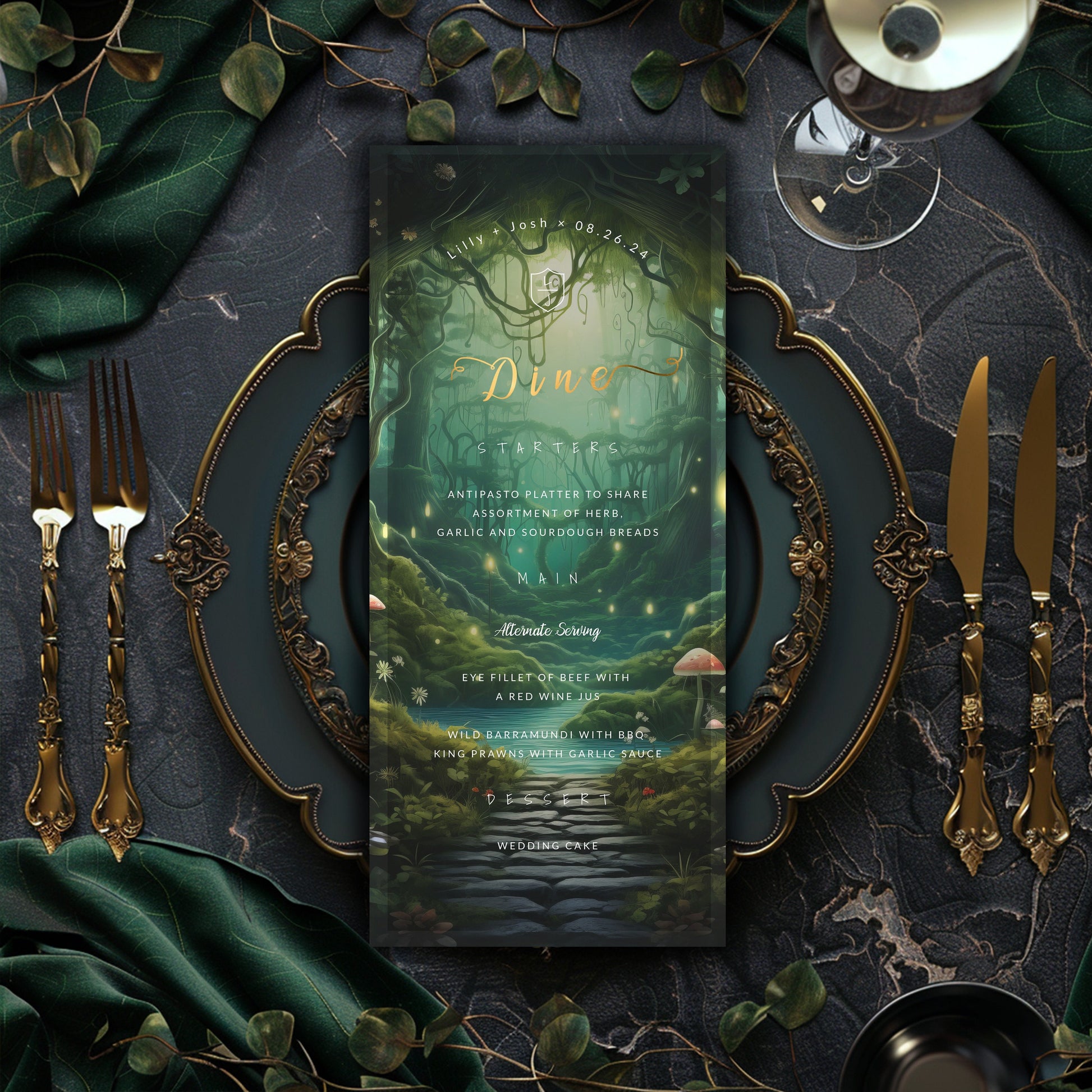 Editable Enchanted Forest Wedding Menu Card | Fairytale Garden Template 4x9in
