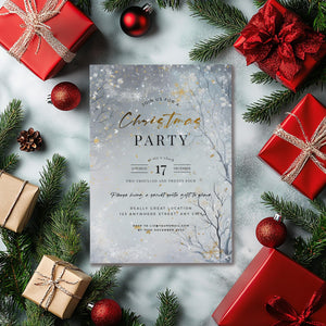 Winter Wonderland Christmas Party Invitation: Enchanted Forest Editable Template