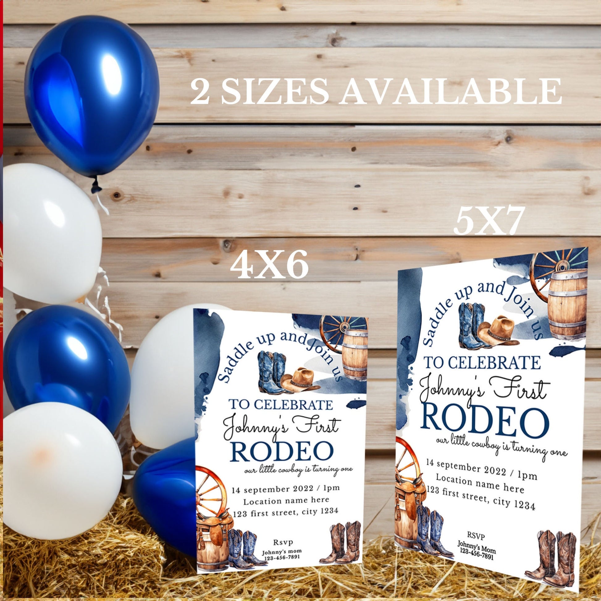 1st Rodeo Birthday Invitation Template: Western Cowboy Party (Digital Download)