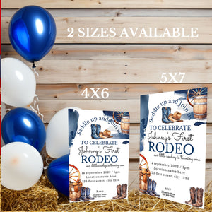 1st Rodeo Birthday Invitation Template: Western Cowboy Party (Digital Download)