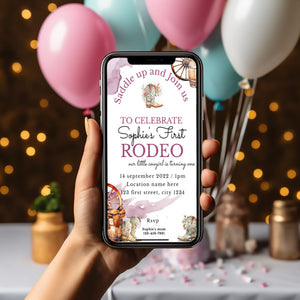 Editable Girl's 1st Rodeo Birthday Invitation Bundle | Western Cowgirl Party Templates