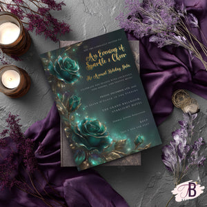 Emerald Rose Invitation – Elegant Holiday Gala Invite | Editable Event Template