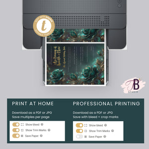 Emerald Rose Invitation – Elegant Holiday Gala Invite | Editable Event Template