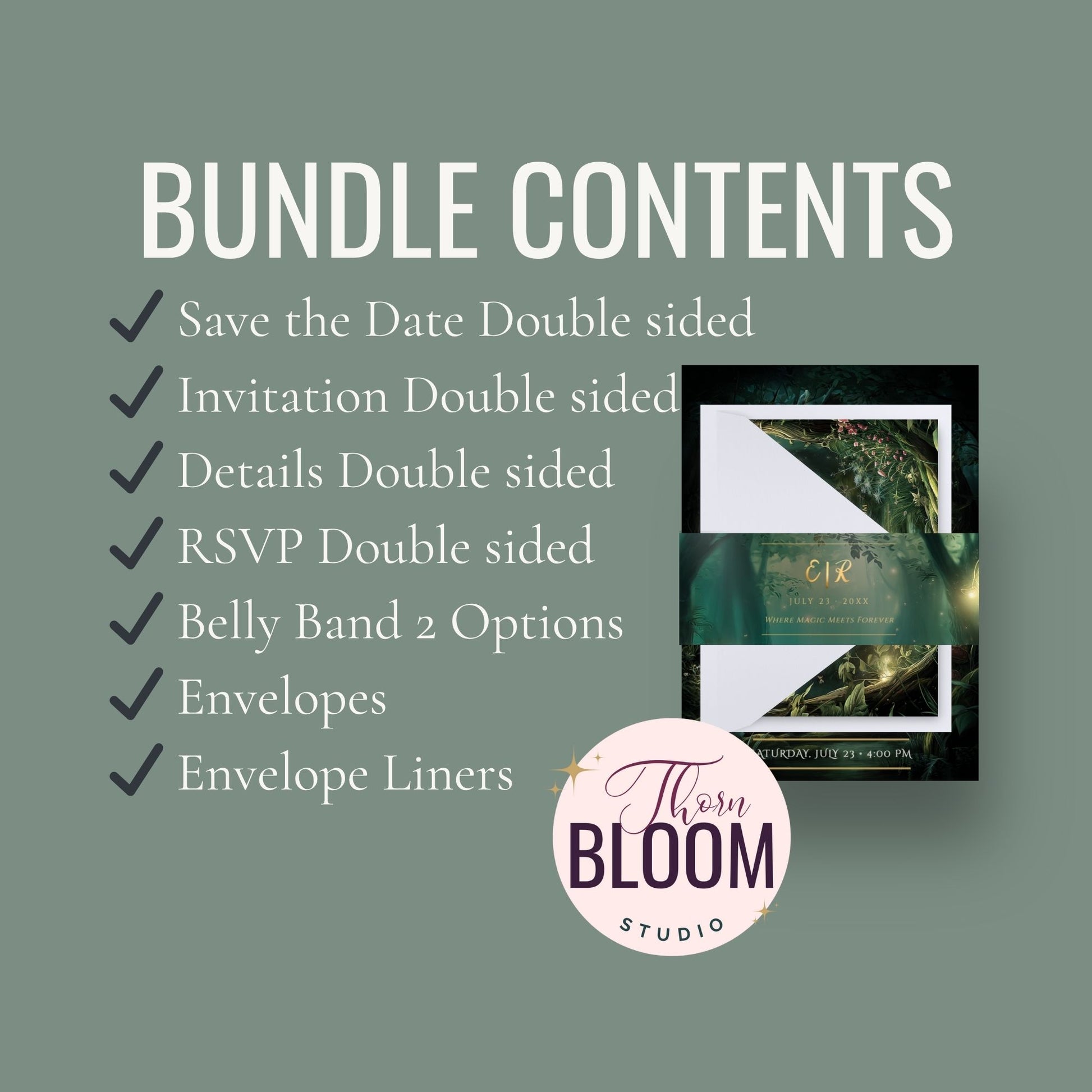 Enchanted Forest Wedding Invitation – Luxury Editable Template Bundle | Digital Suite