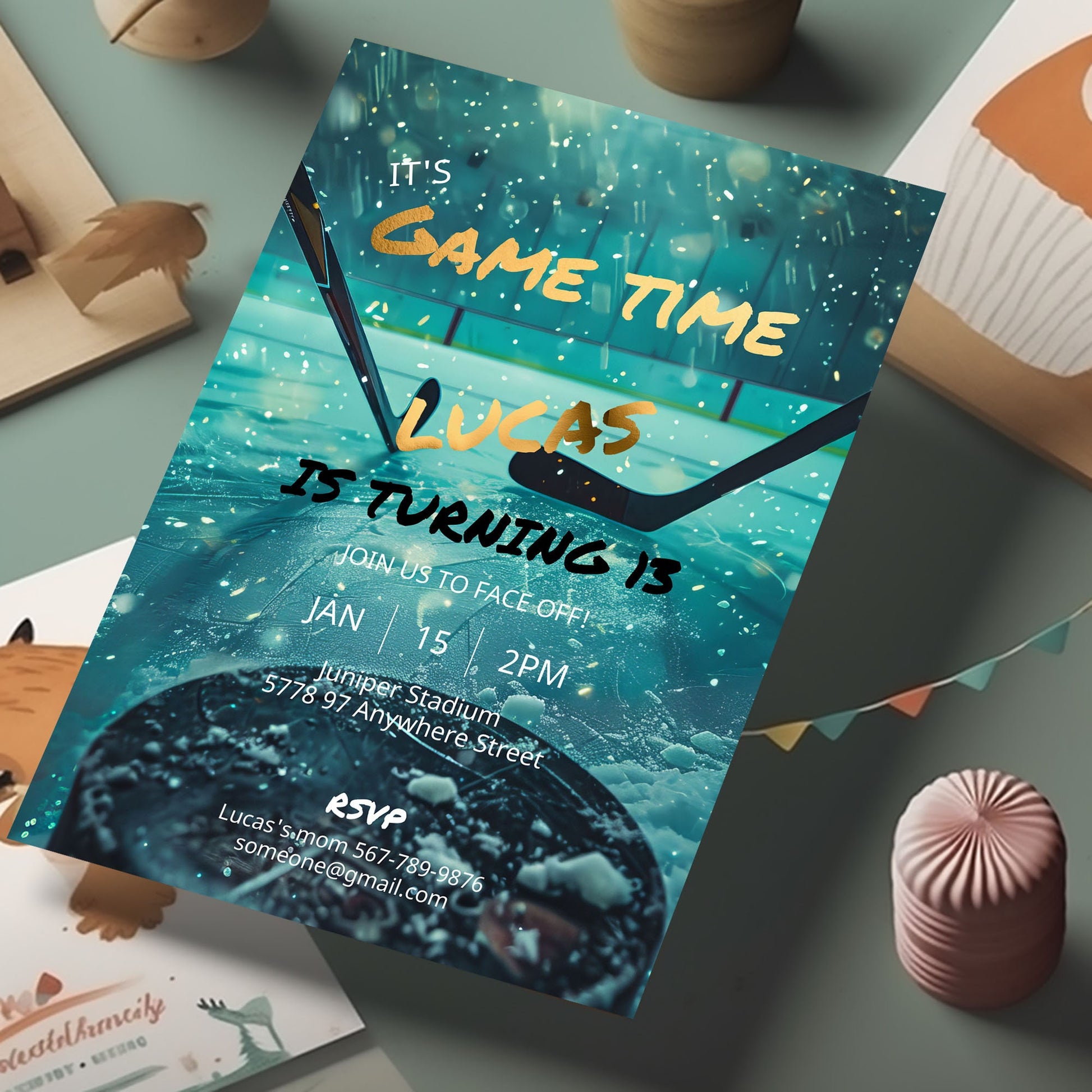 Hockey Birthday Invitation | Editable 5x7 Sports Party Template | Digital Download