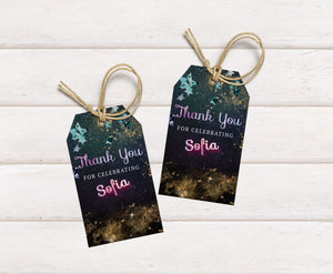 Rainbow Foil 14th Birthday Invitation: Editable Teen Evite (Thank You Tag)