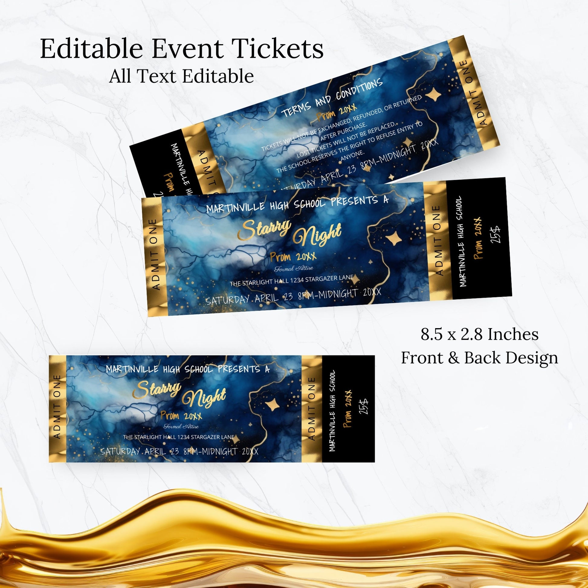 Starry Night Prom Invitation, Flyer & Ticket Bundle | Editable Event Templates | Digital Download