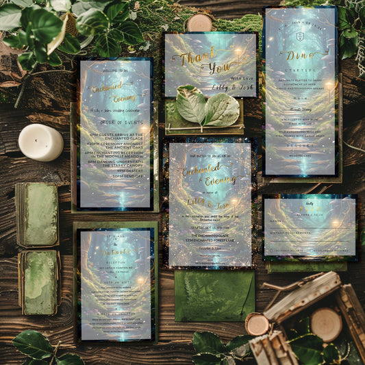 Enchanted Forest Wedding Invitation Suite | Fairytale Garden Editable Bundle | Printable Wedding Stationery Set