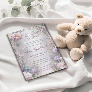 Baby Shower Invitation – Editable Garden Template With Magical Fairy Lights