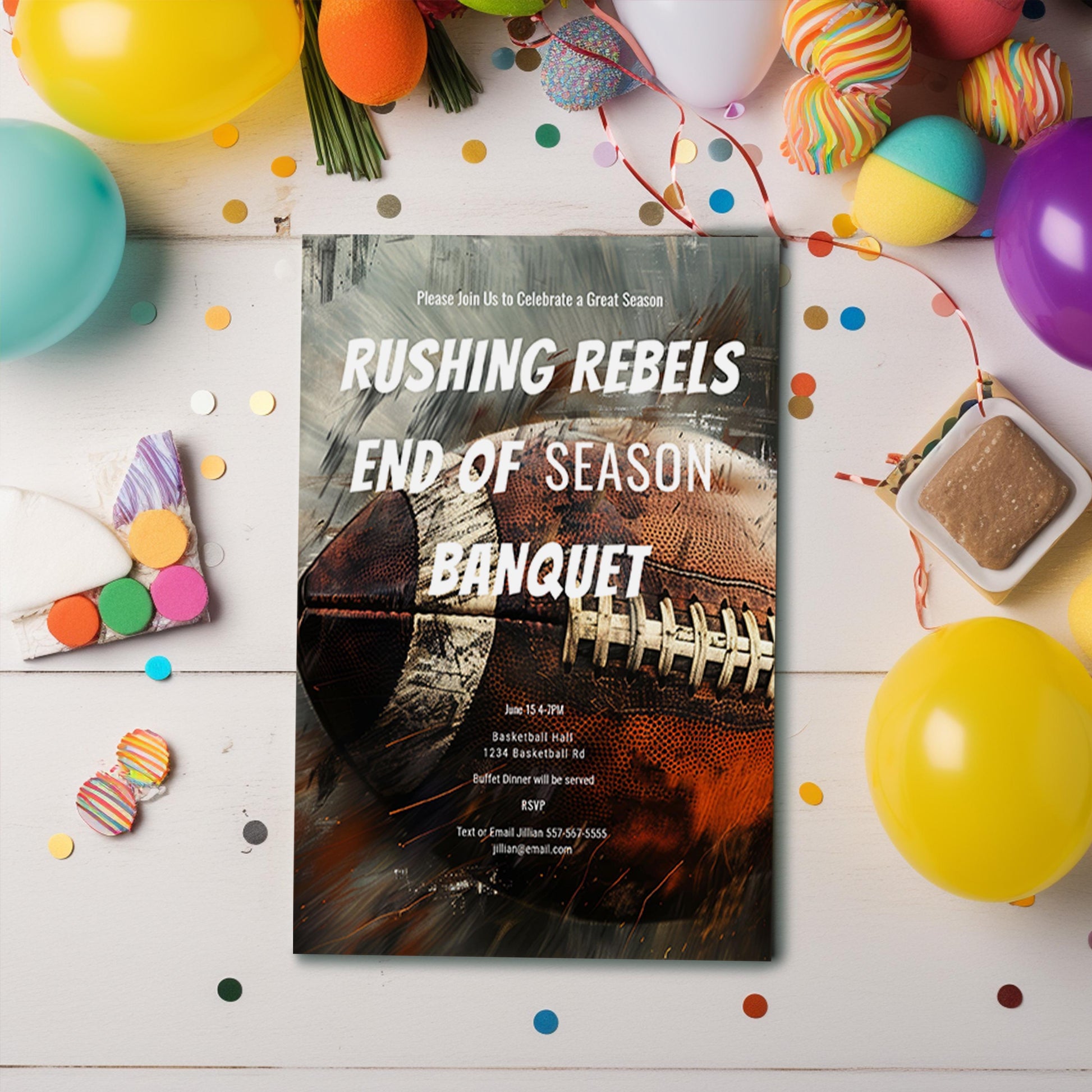 Football Banquet Invitation - Editable Party Invite for Sports Team Celebration