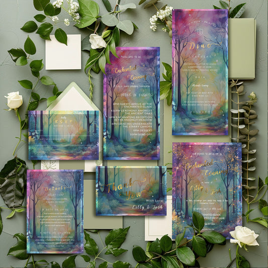 Enchanted Forest Wedding Invitation | Editable Woodland Wedding Invitations Bundle