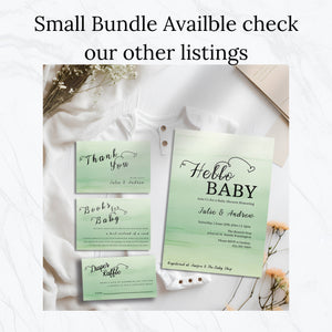 Sage Green Baby Shower Invitation | Minimalist Editable 5x7 Template | Modern Digital Download