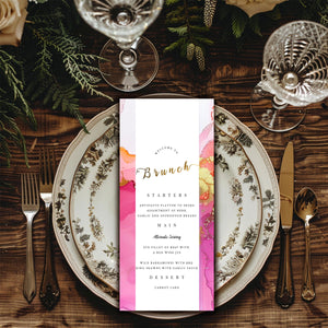 Hot Pink & Orange Brunch Menu Template – Editable Party Design | Fiesta Theme
