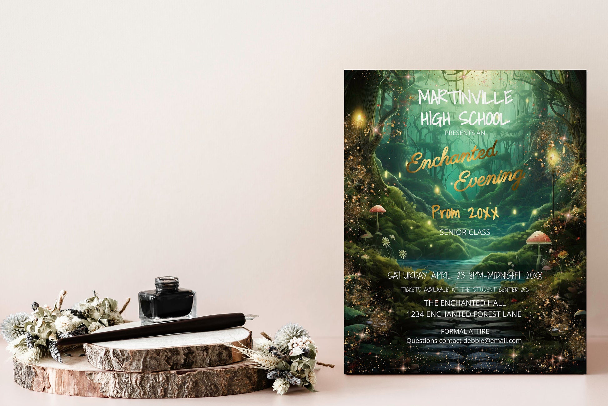 Enchanted Forest Prom Flyer – Editable High School Dance Poster Template