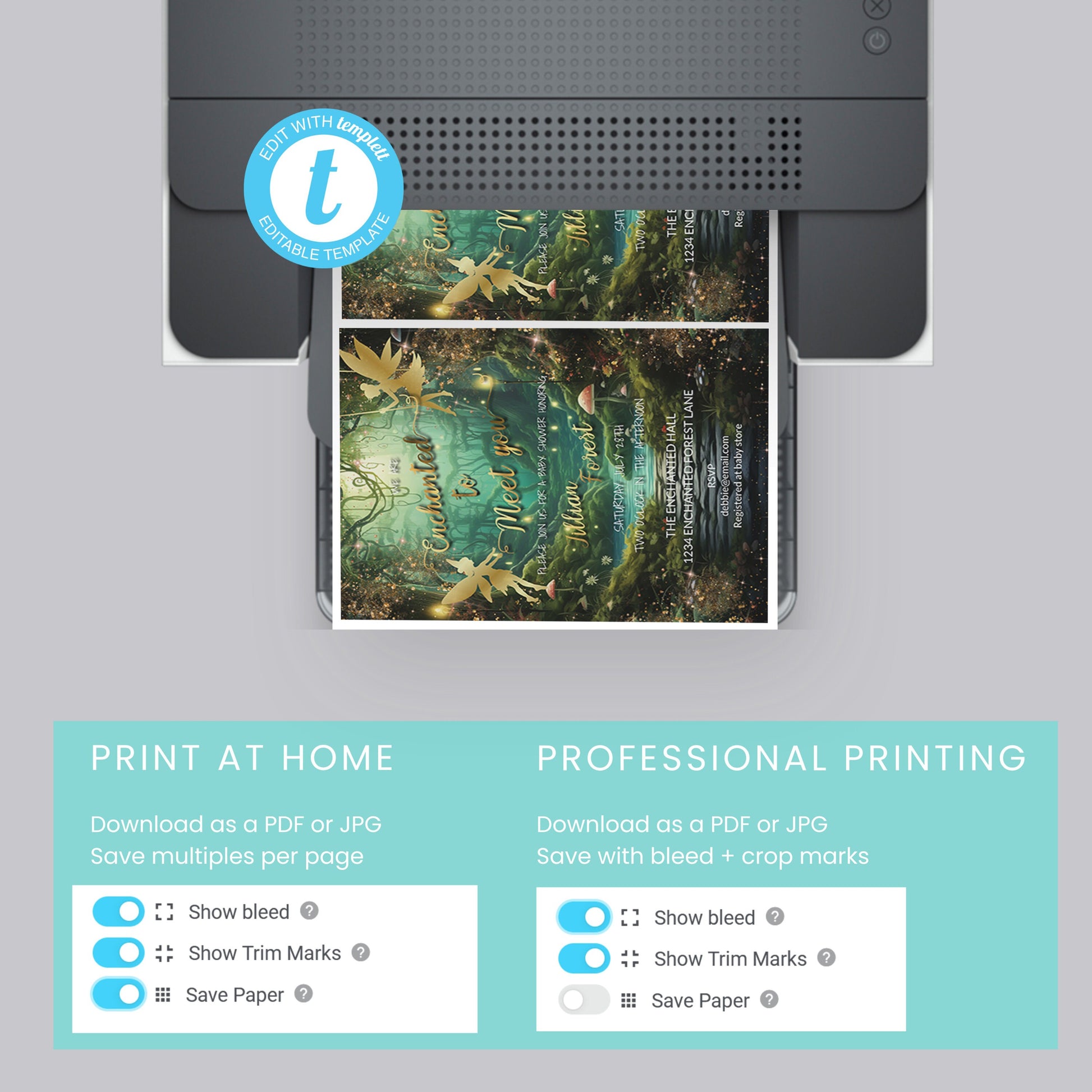 Enchanted Forest Baby Shower Invitation – Whimsical Fairytale Editable Template