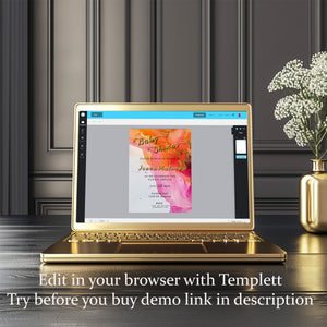 Hot Pink Floral Baby Shower Invitation – Alcohol Ink Editable Template