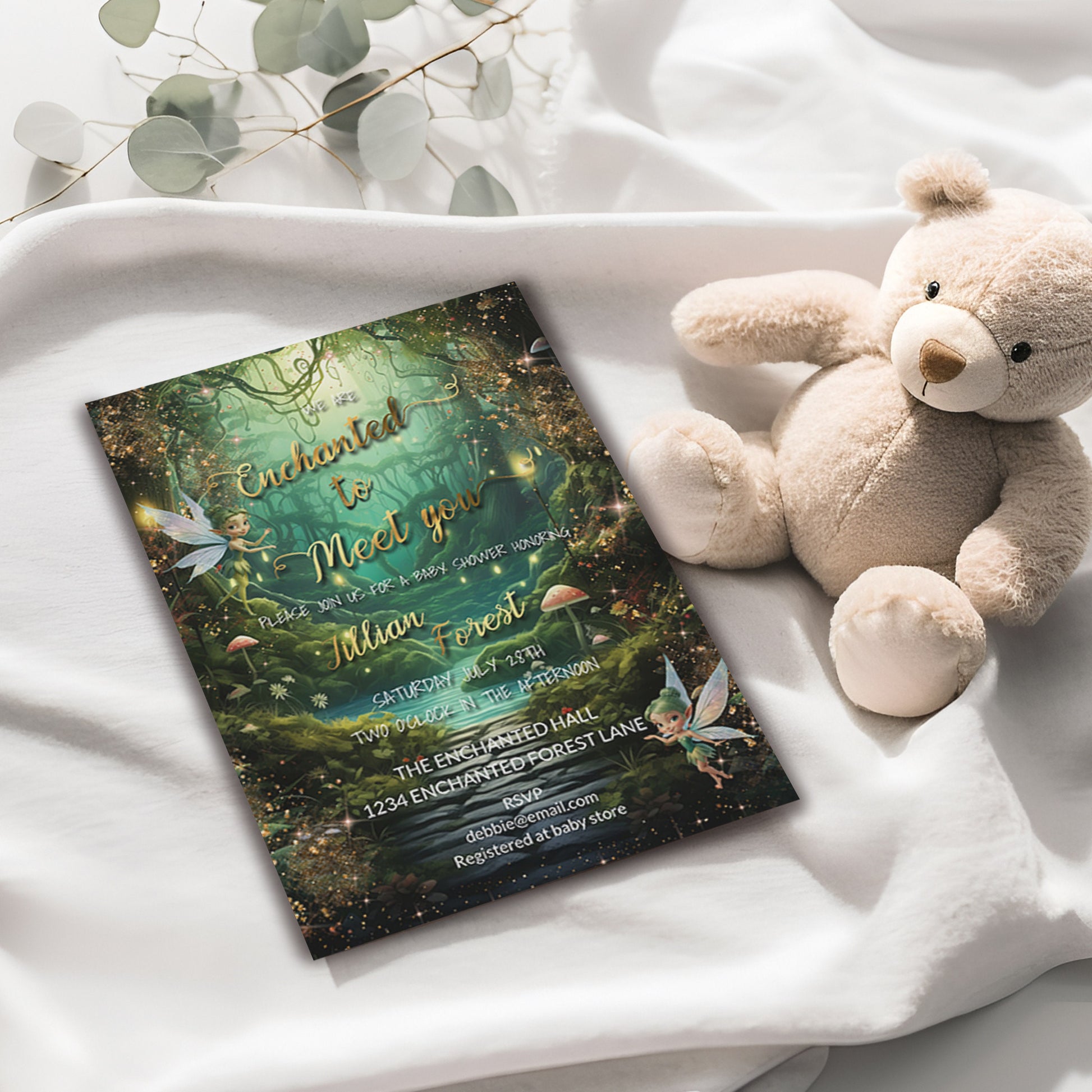 Enchanted to Meet You Baby Shower Invitation – Enchanted Forest Editable Template